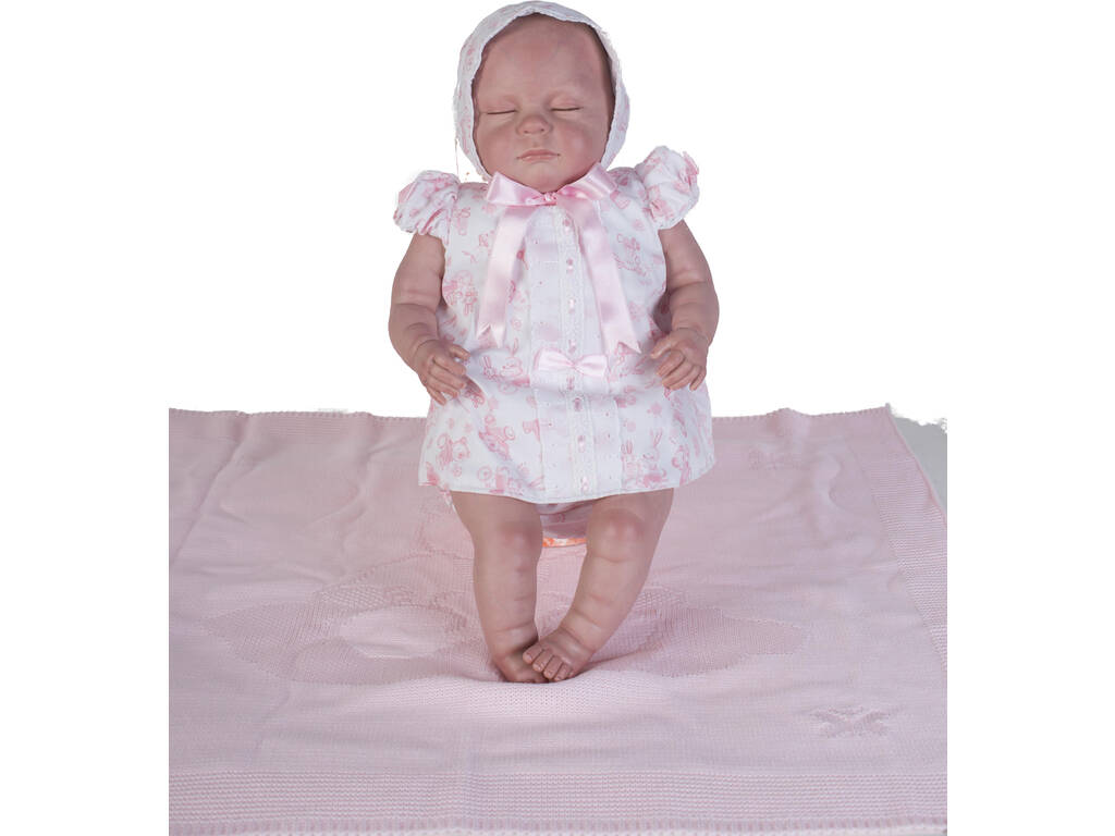 Muñeca Reborn Baby 52 cm Vestido Ojos Cerrados Berbesa 5302
