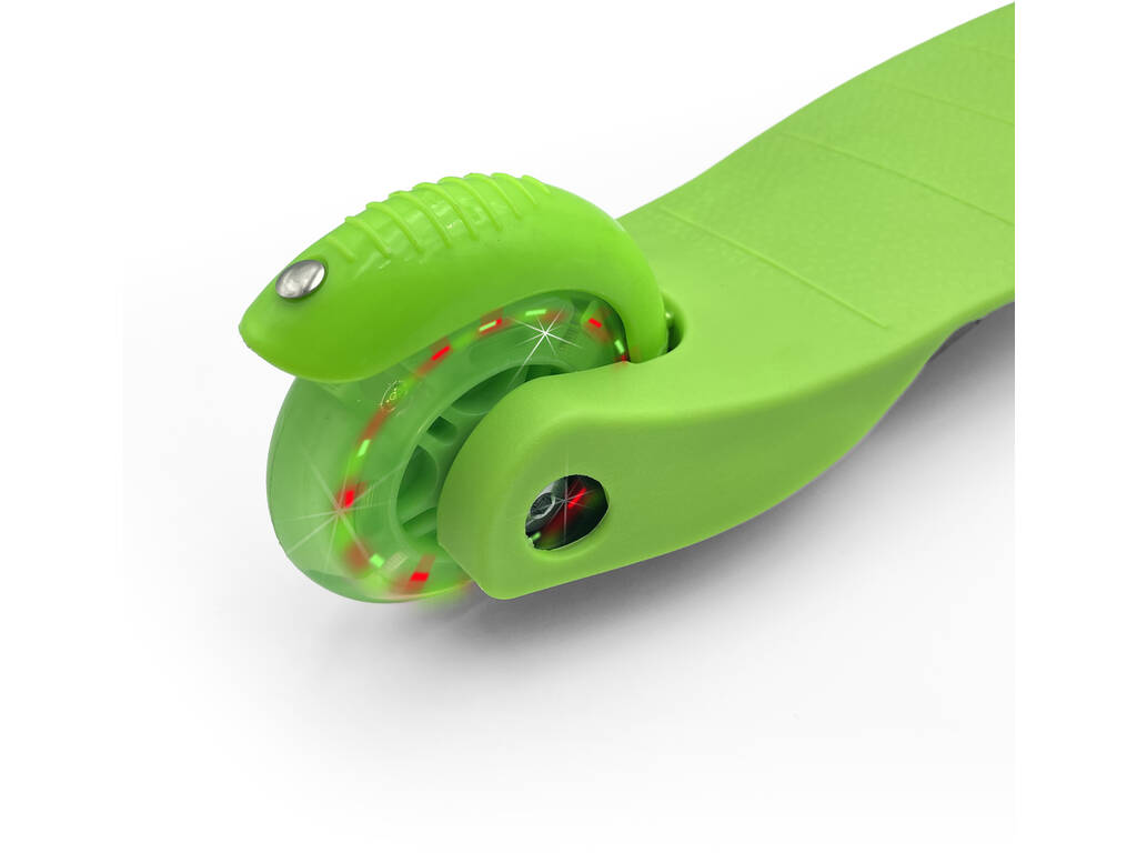 Trottinette verte à 3 roues avec éclairage