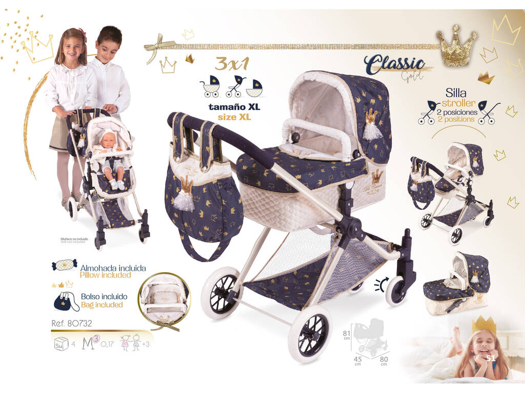 Classic Romantic Puppenwagen 3 in 1 XL DeCuevas 80732