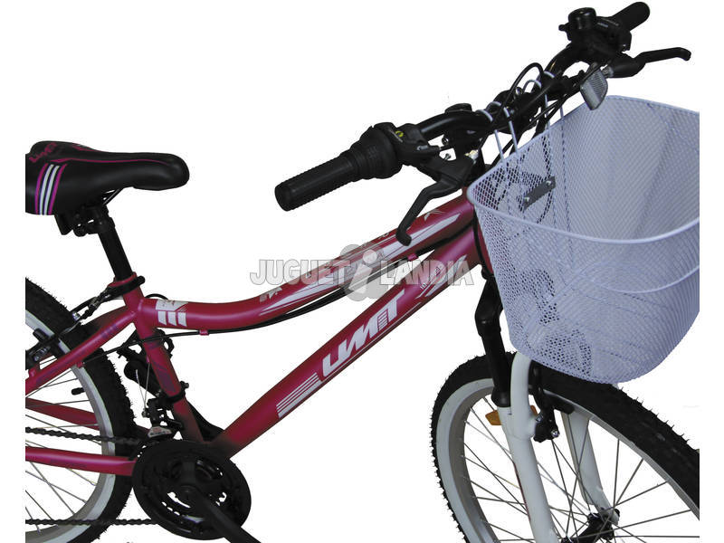 Bicicleta Diana 24 Cor-de-rosa e Branca com Velocidades Shimano 18v e Cesto Umit 2472CS-53