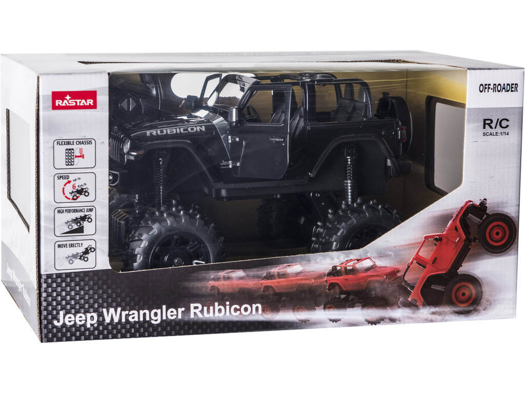 Coche Radio Control 1:14 Jeep Wrangler Rubicon Negro