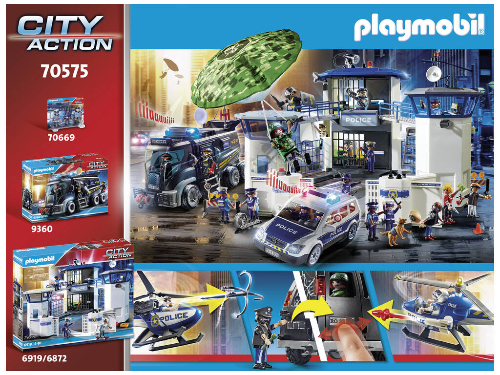 Playmobil City Action Helicóptero de Polícia Perseguição do Veículo Fugitivo 70575