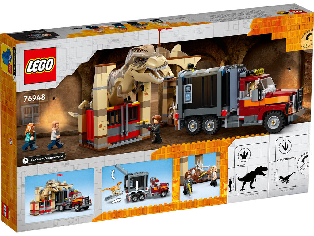 Lego Jurassic World Escape dos Dinossauros T. Rex e Atrocirraptor 76948