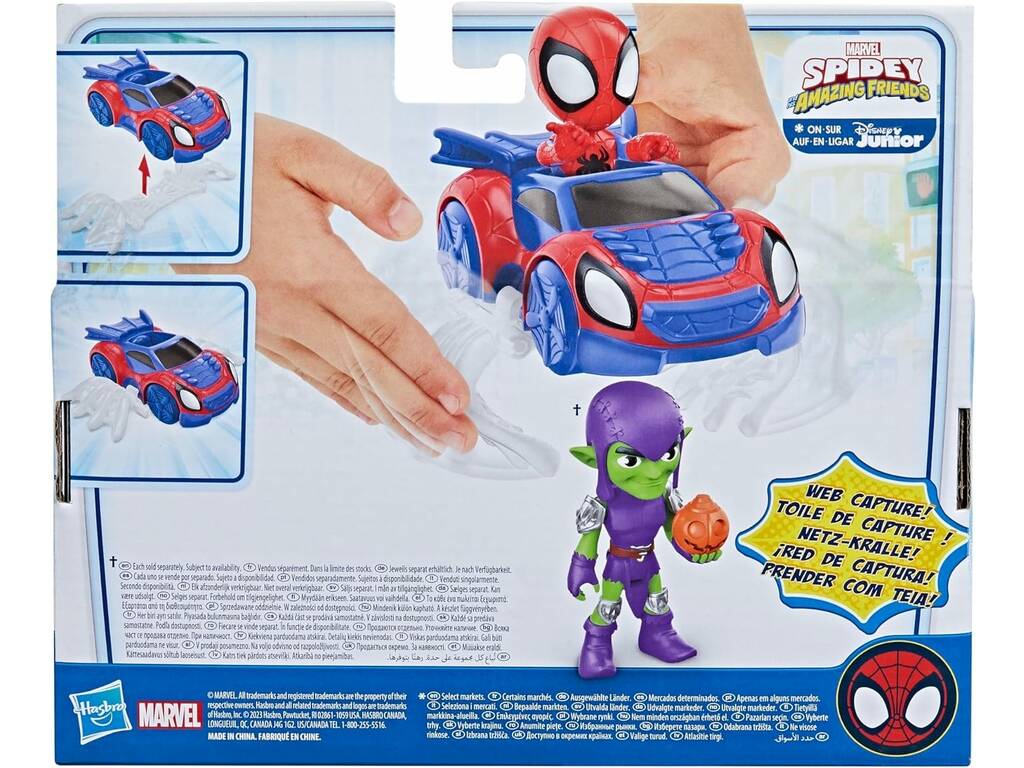 Marvel Spidey And His Amazing Friends Figura di Spidey e veicolo bolide Ragno Hasbro F7454
