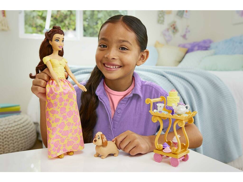 Princesas Disney Boneca Bela e Carrinho de Chá Mattel HLW20