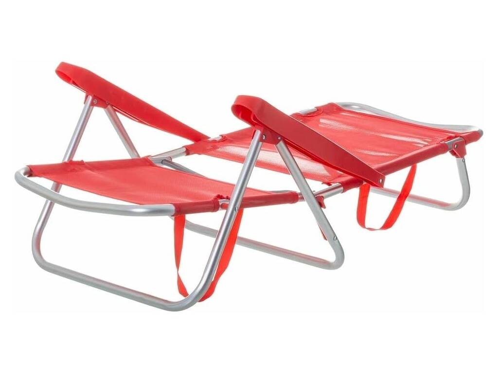 Sedia da spiaggia bassa pieghevole in alluminio colore rosso Aremar 70537