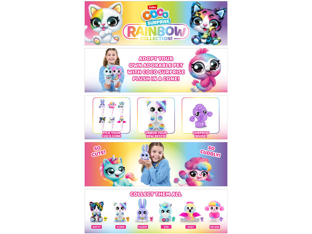 Coco Surprise Rainbow Collection ! Cône avec peluche et figurine Zuru Surprise 9631SQ1