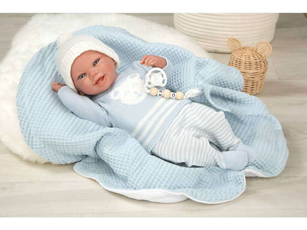 Reborn Baby Doll 40 cm. Paulo Bleu Avec Couverture Arias 98148