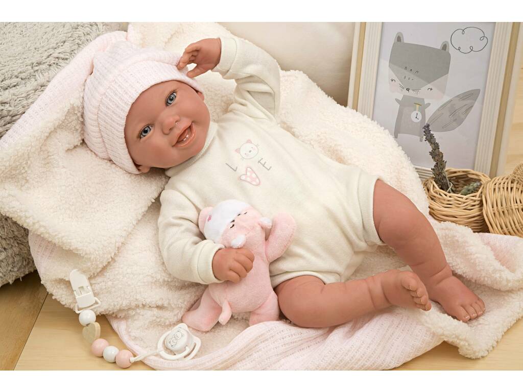 Bambola Bebè Reborn 45 cm. Viviane con coperta e peluche Arias 98147