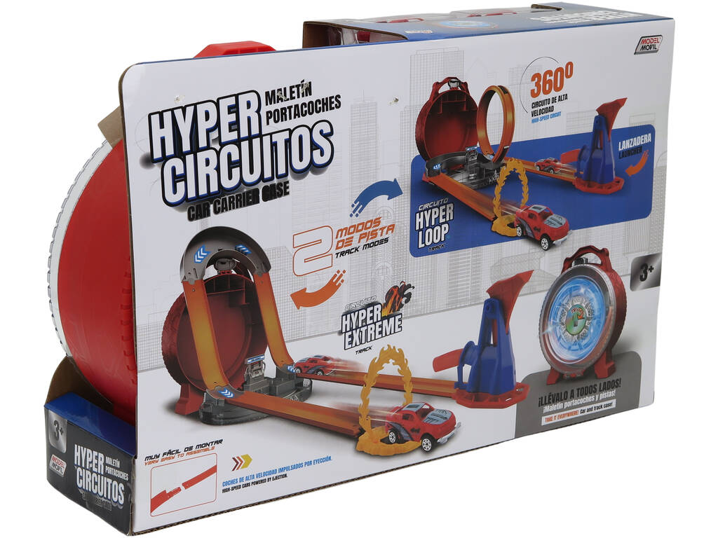 Pista Mala Porta-Carros Hyper Circuito com 2 Carros e Luz