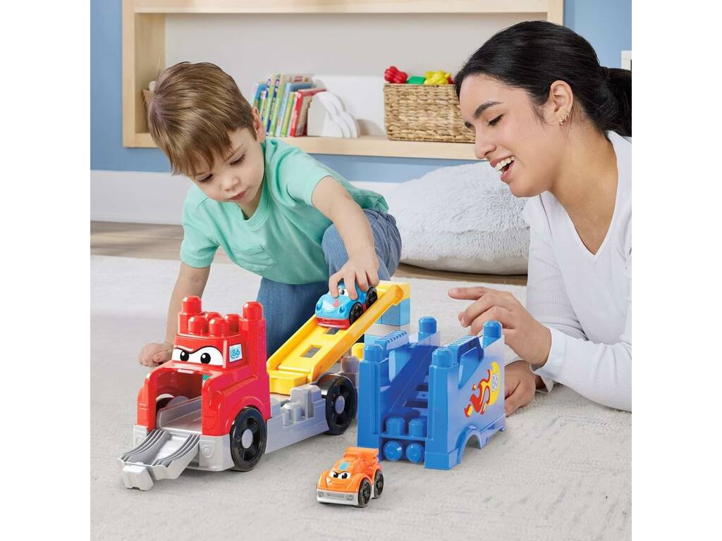 MegaBloks Camião Corridas e Construção com 2 Carros e 19 Blocos
