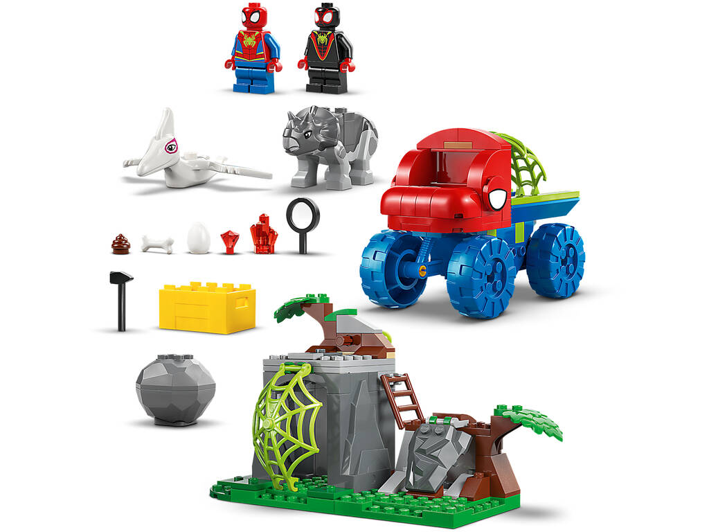 Lego Marvel Spidey And His Amazing Friends Dinosaur tout terrain et équipe Spidey à la rescousse