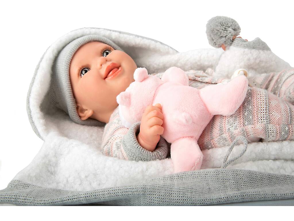 Poupée Reborn Nadia de 40 cm avec couverture et peluche