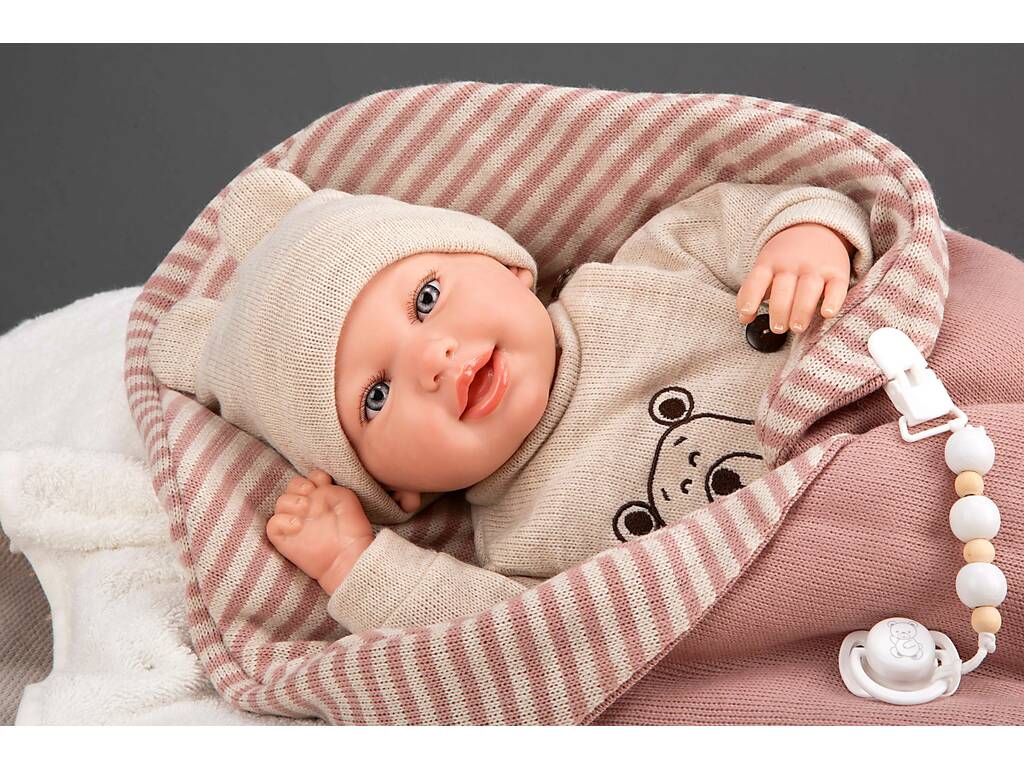 Muñeca Bebé Reborn Lain de 45 Cm con Saco de Dormir
