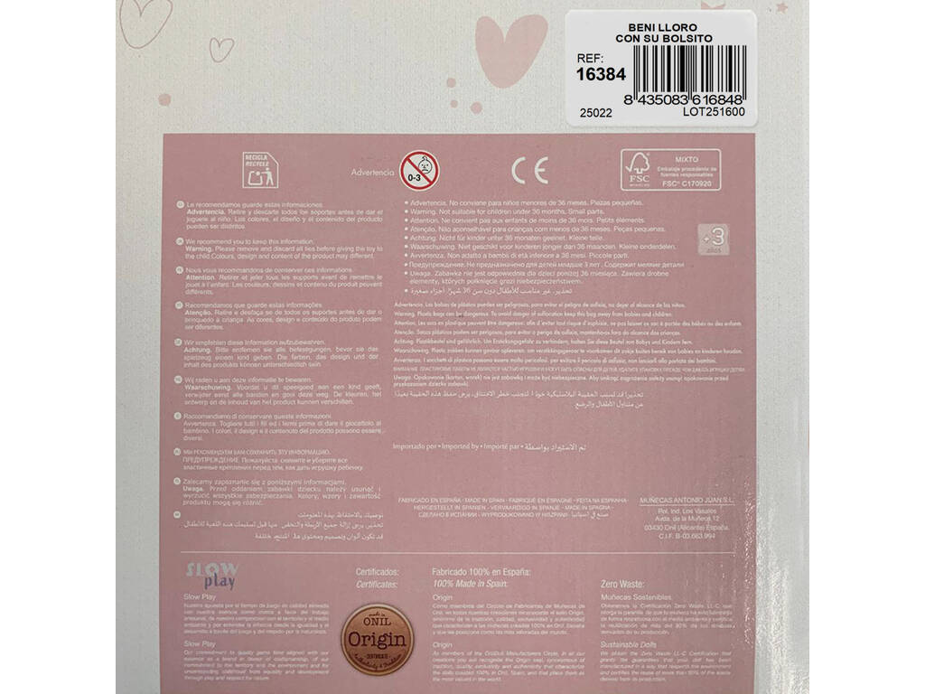 Poupée bébé nouveau-né Beni Tears 42 Cm avec sac