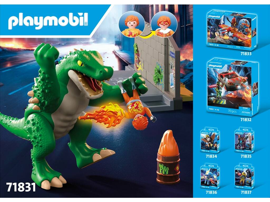 Playmobil Héroe Batalla Contra el Lagarto Gigante