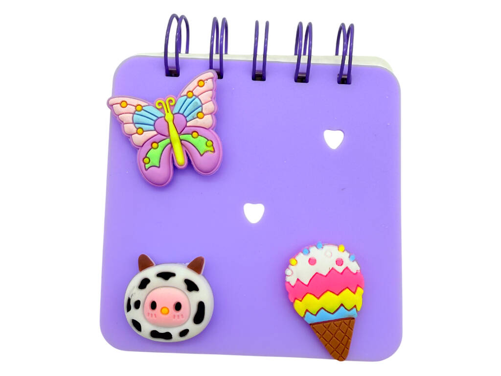 Carnet A7 violet perforé avec 50 pages et 3 épingles décoratives