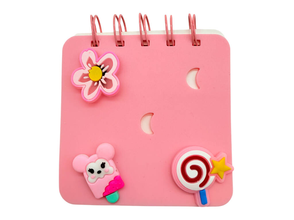 Carnet A7 rose perforé avec 50 pages et 3 épingles décoratives