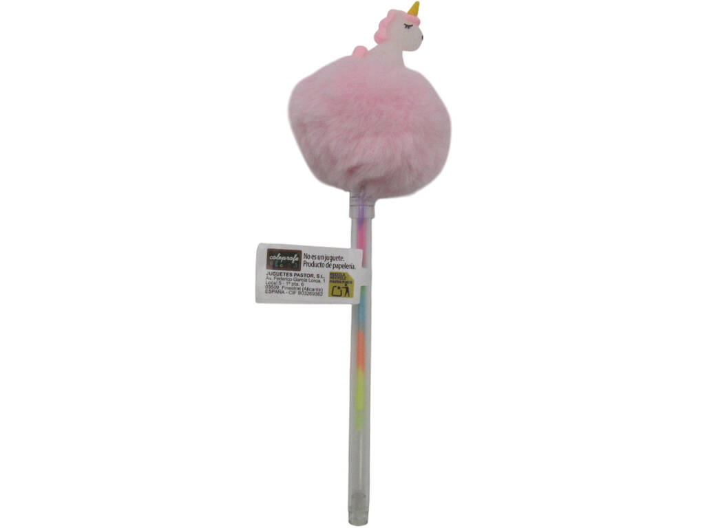 Stylo à bille Multicolore Pompom et Licorne 19 cm