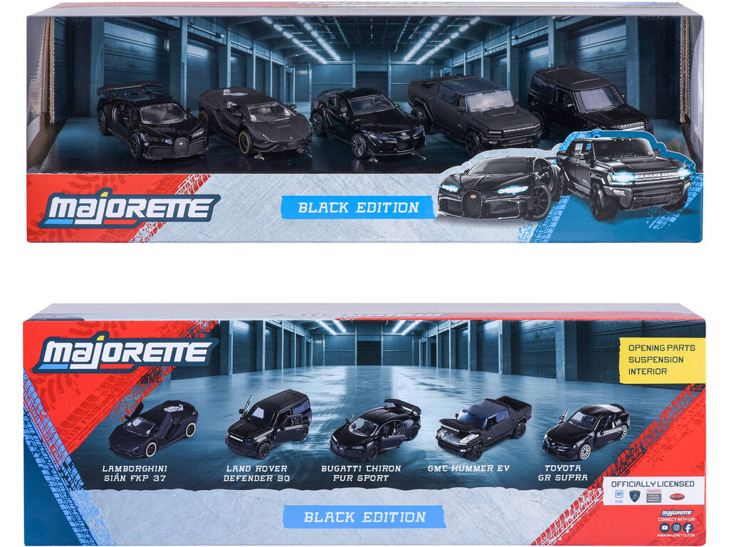 Majorette Pack 5 voitures en métal Black Edition