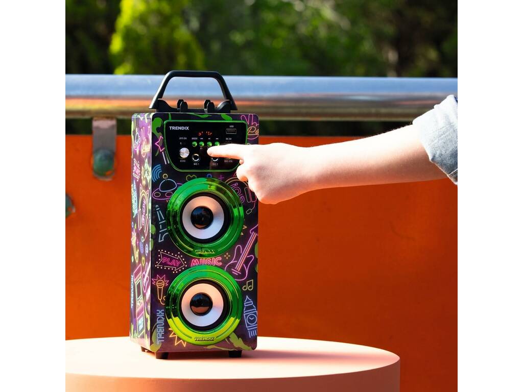 Trendix Karaoke Speaker Neon World con microfoni e disco luminoso a LED