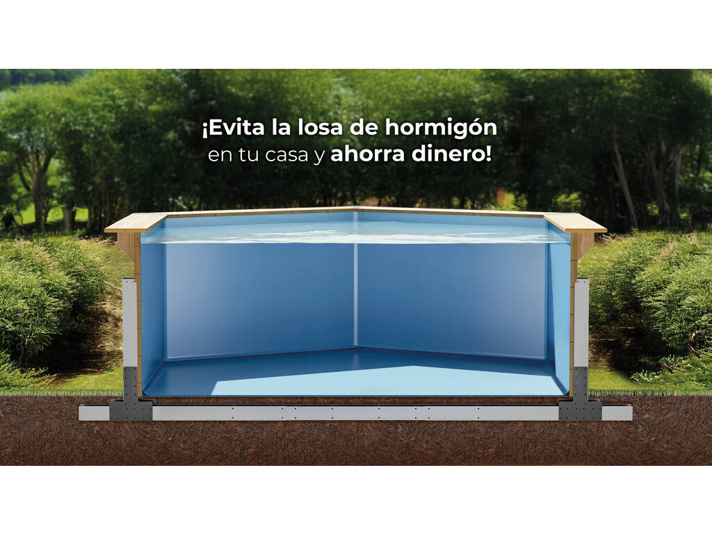 Piscina ovale in legno Bambu 2 di 535 x 335 x 136 cm Gre WPBAMB2
