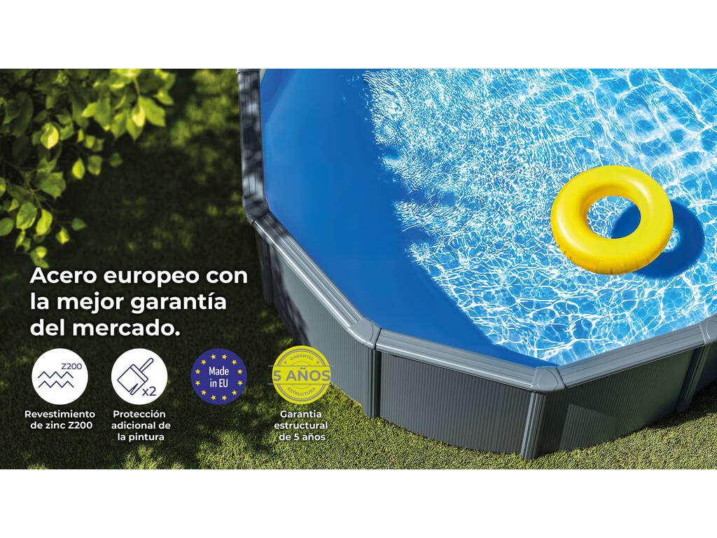 Piscine ovale aspect anthracite 730 x 375 x 132 cm Gre KITPROV7388GY