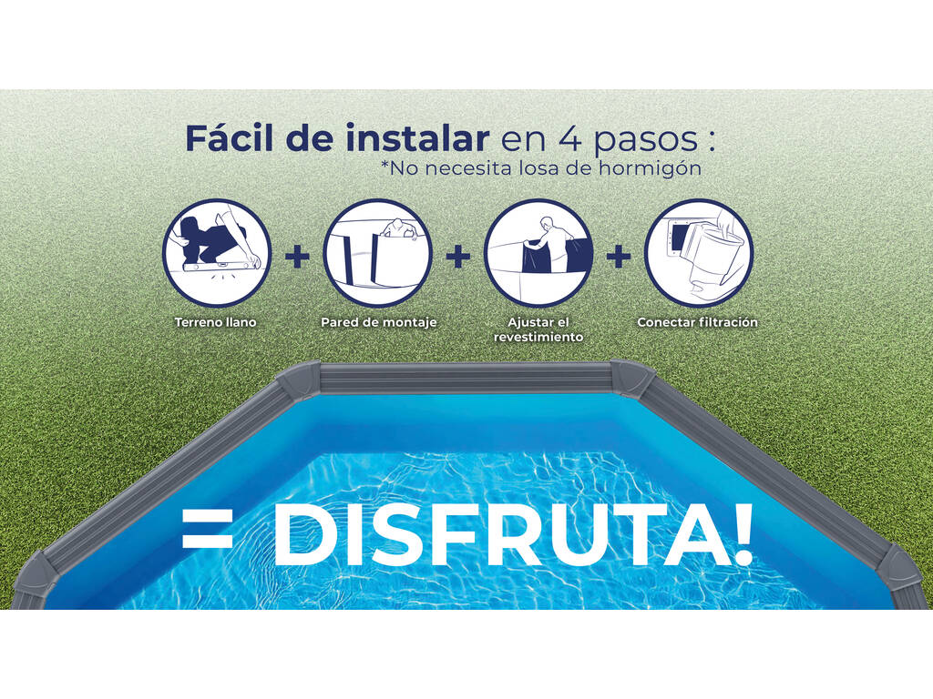 Piscine ovale aspect anthracite 610 x 375 x 132 cm Gre KITPROV6188GY