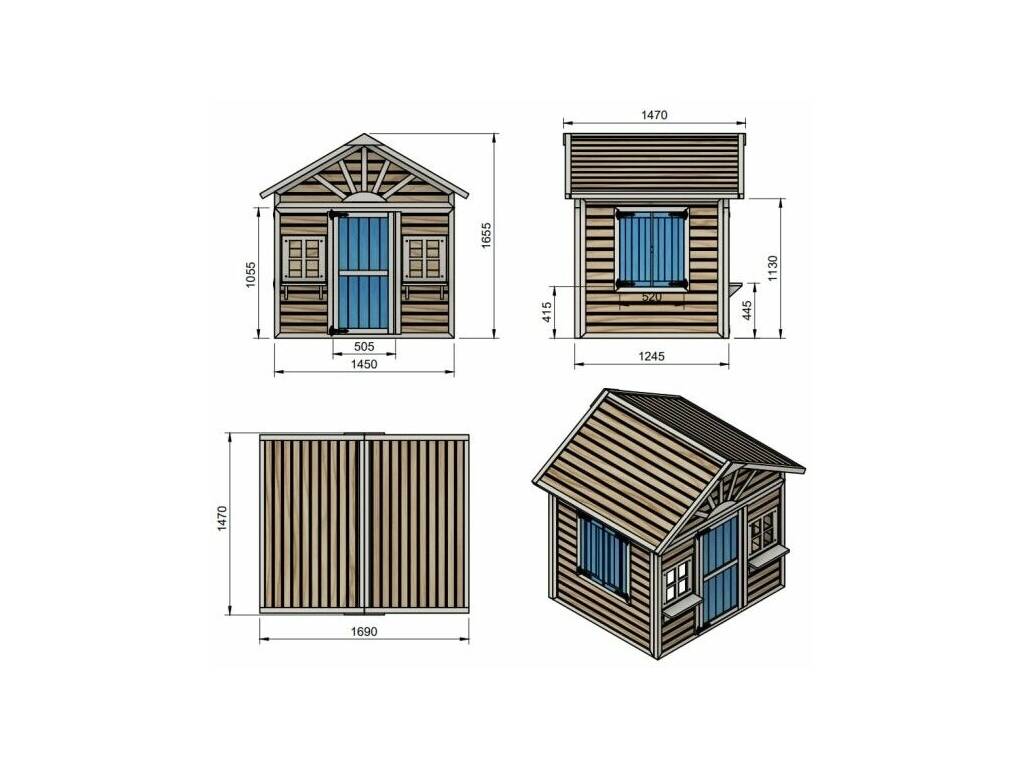 Casinha de Madeira Visby XL de 165,5x147x169 cm Masgames MA800583X