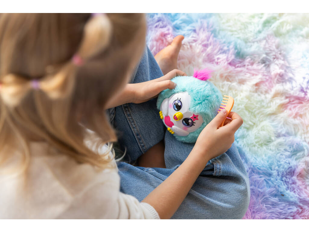 Funtasy Family Kiss Meez Peluche hibou bleu avec sons