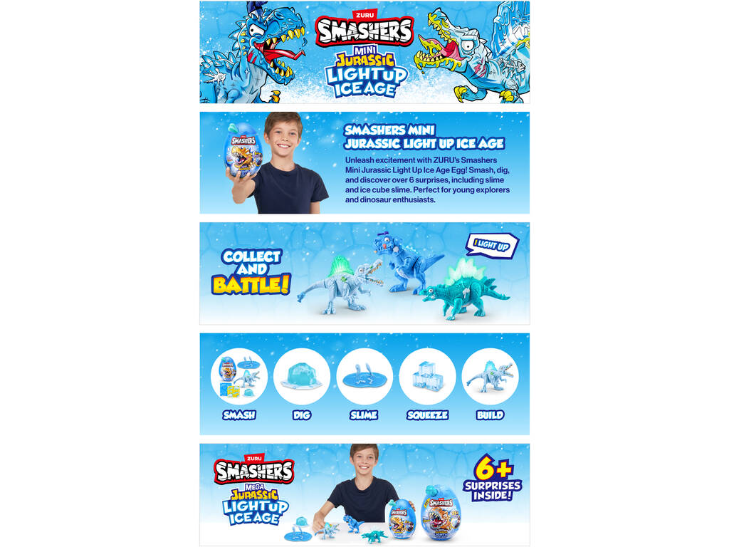 Zuru Smashers Mini Jurassic Light Up Ice Age Œuf Surprise