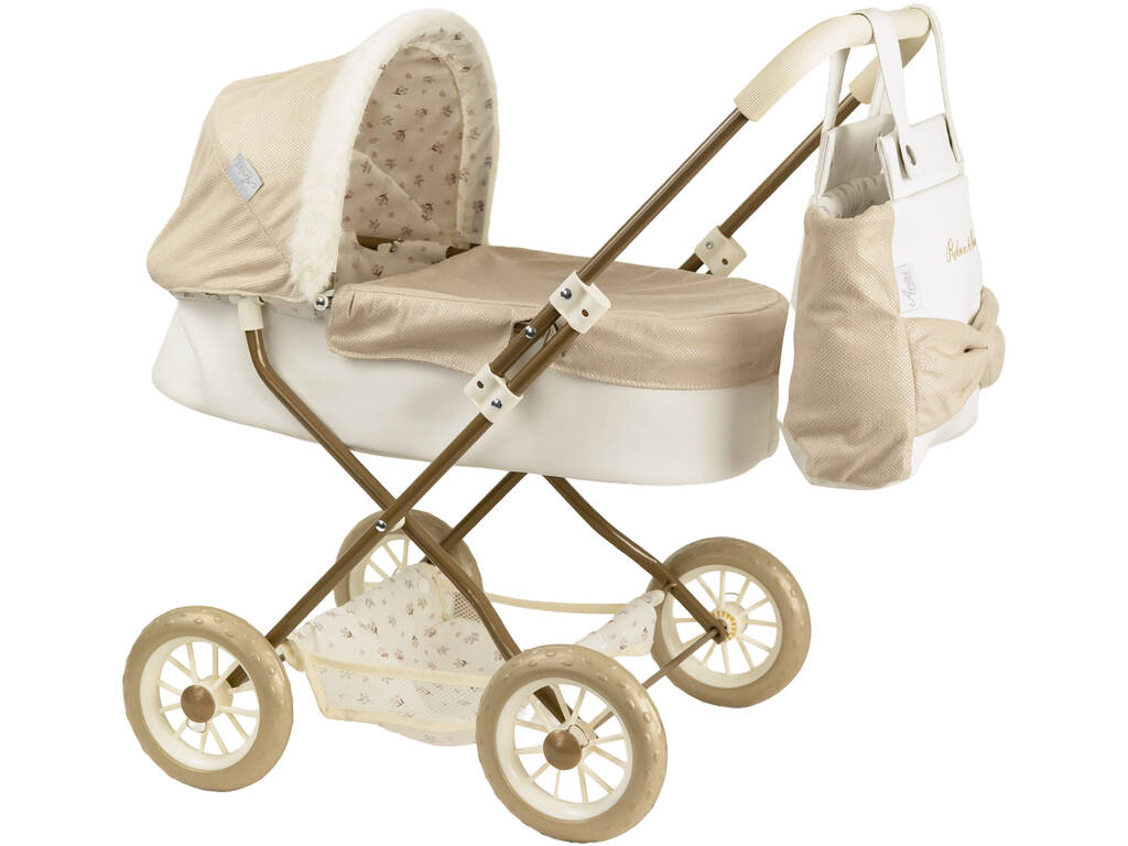 Carro de Muñecas Carrito 2 en 1 Reborn de París Plegable de 56x37x56 cm con Bolso