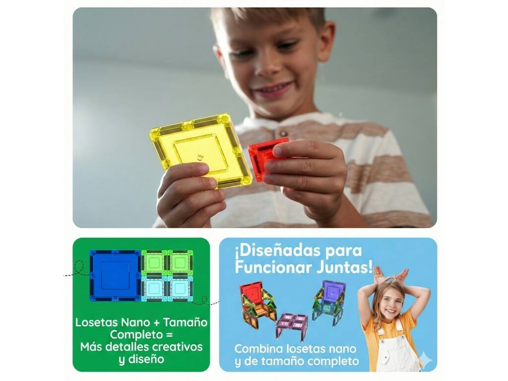 Picasso Tiles Nano Tiles Estuche con 26 Piezas Magnéticas