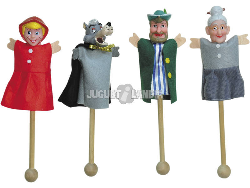 4 Marionetten mit Stock + 9 Marionettenkarten
